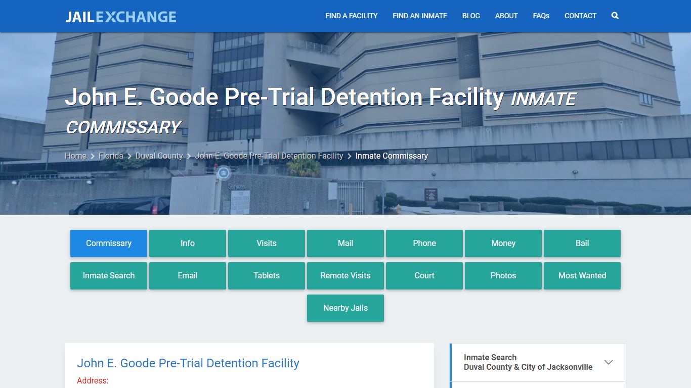 John E. Goode Pre-Trial Detention Facility Inmate Commissary