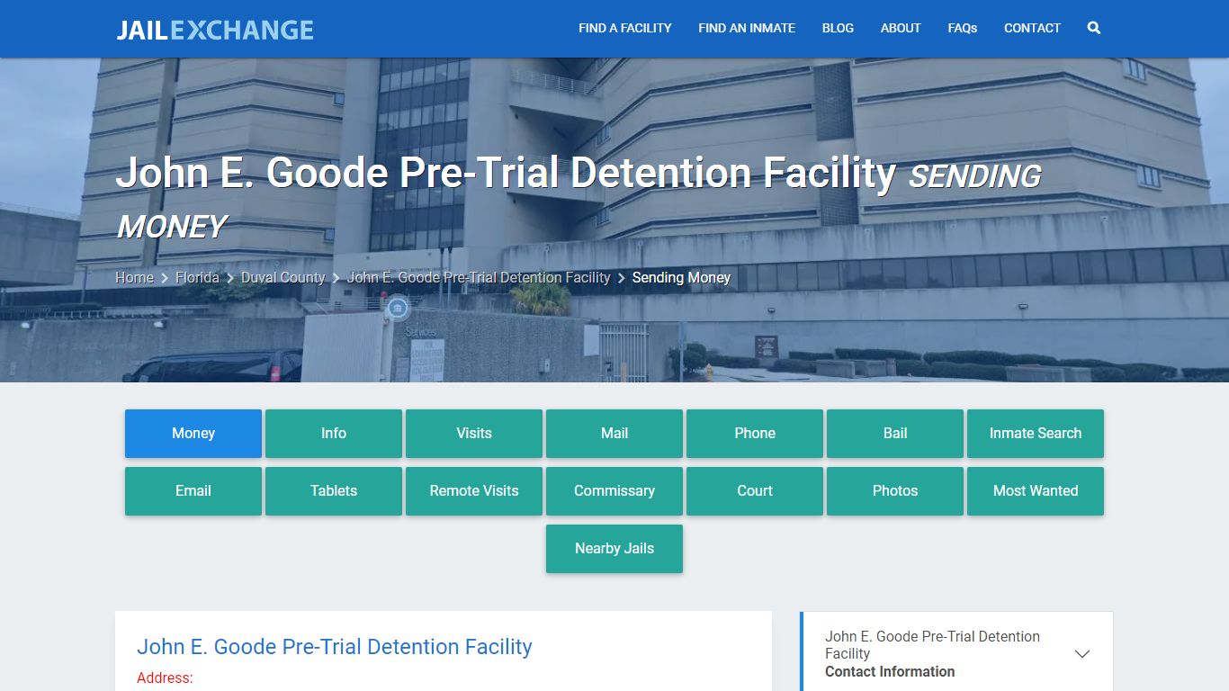 John E. Goode Pre-Trial Detention Facility Sending Money - Jail Exchange